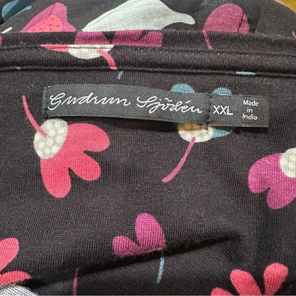 Gudrun Sjoden Black Floral Fig Print Organic Cotton Tunic Dress Size XXL - Picture 10 of 10